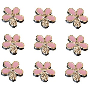 Pack of 25 Gold and Pink Flower Resin Cabochon Embellishments Flat Back