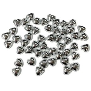 Pack of 50 Silver Pearl Heart Flat Back Bead Embellishments