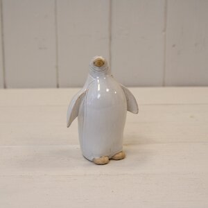 White Medium Stone Glazed Ceramic Penguin Ornament