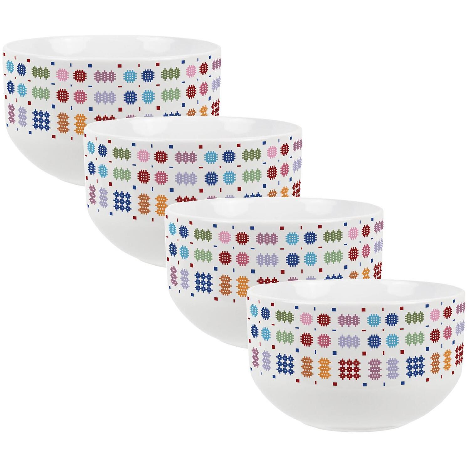 Purely Home Colourful Tapestry Ceramic Bowl - White / 4