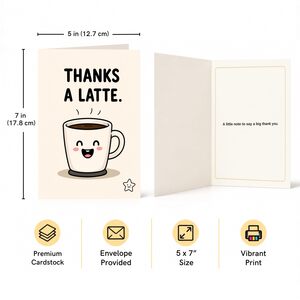 Coffee Cup With Latte Design Thank You Card