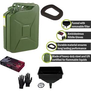 Pegdev 20L Jerry Can Funnel Seal & Gloves Certified