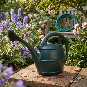 2 x Green 10L Watering Cans With Sprinkler Rose Heads & Handles