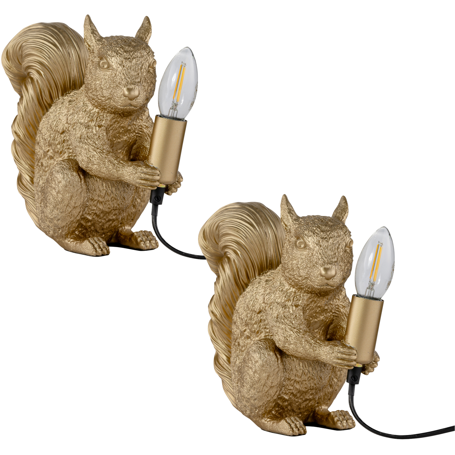 First Choice Lighting Set Of 2 Squirrel Table Lamps - Gold - Image 2