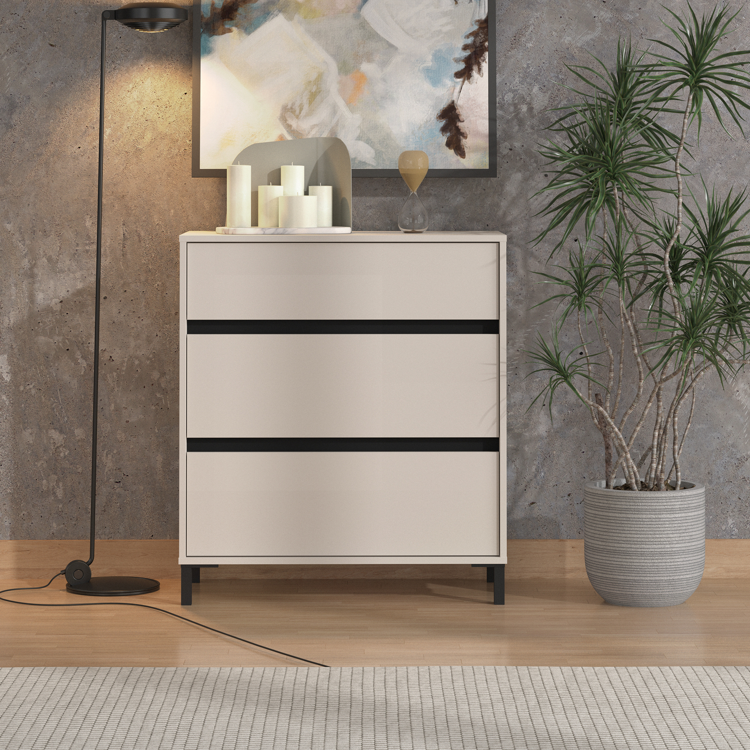 Dorel Home Marron Cabinet 80, Cashmere/Black - Cashmere