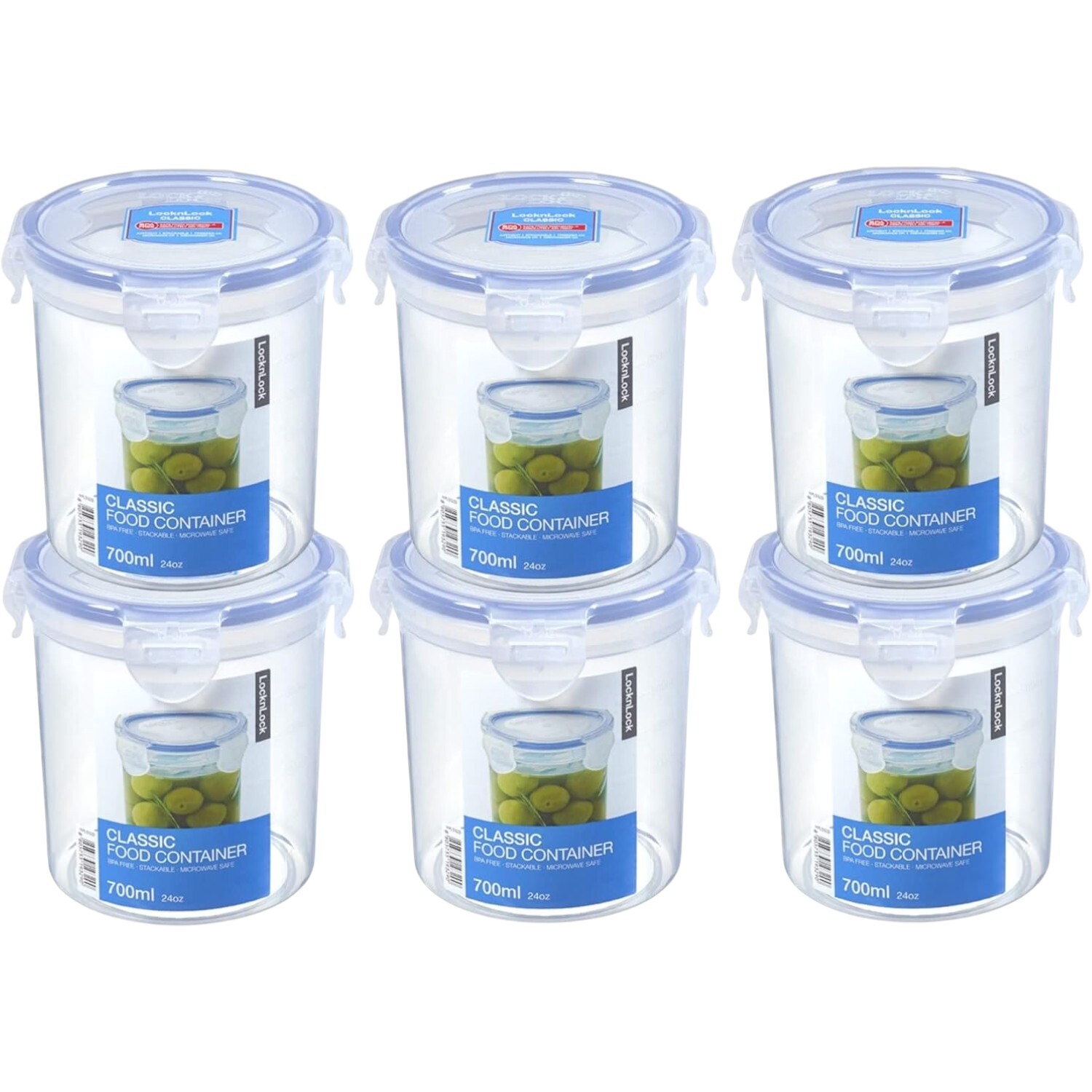 B&Q -  Round Food Storage Container Airtight Leak Proof Bpa Free Transparent Kitchen Box 700Ml Pack Of 6 - Image 3