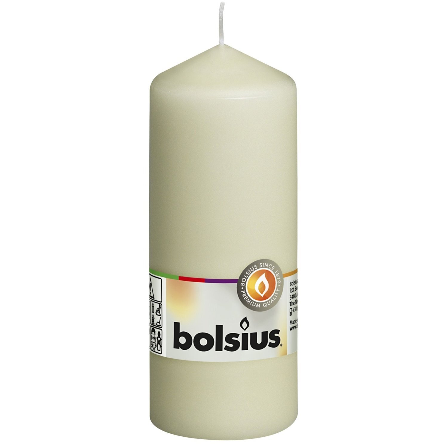 Bolsius Pillar Candle Ivory Storage Pack of 3 - White