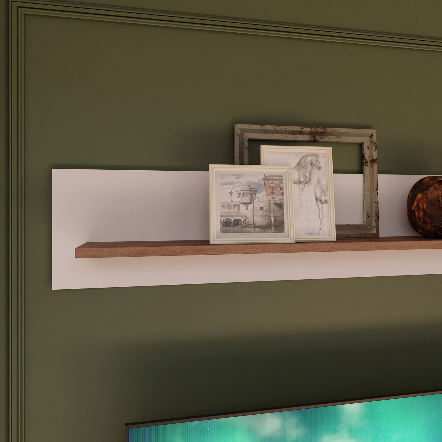 Florence Wensley Light Grey and Oak Wall Shelf - Oak - Modern Design - Image 4