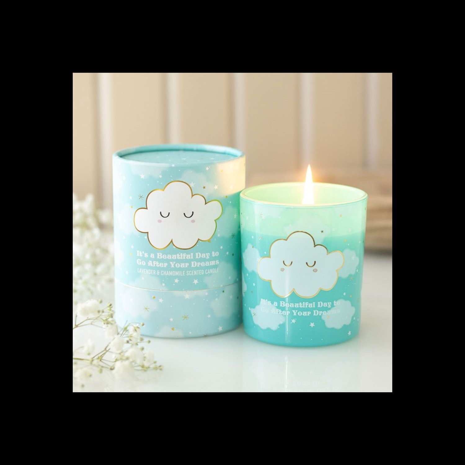 Kdmd Unisex Aqua Cloud Print Lavender Chamomile Candle Hour Relaxing In Size 28 - Image 2