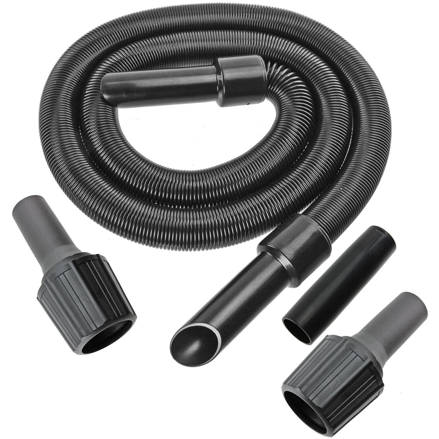 Spares2go Universal 6M Vacuum Cleaner Extra Long Extension Pipe Hose Kit (6M Hose + 3 Adaptors) - Black