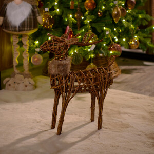 Rattan Standing Deer Decoration
