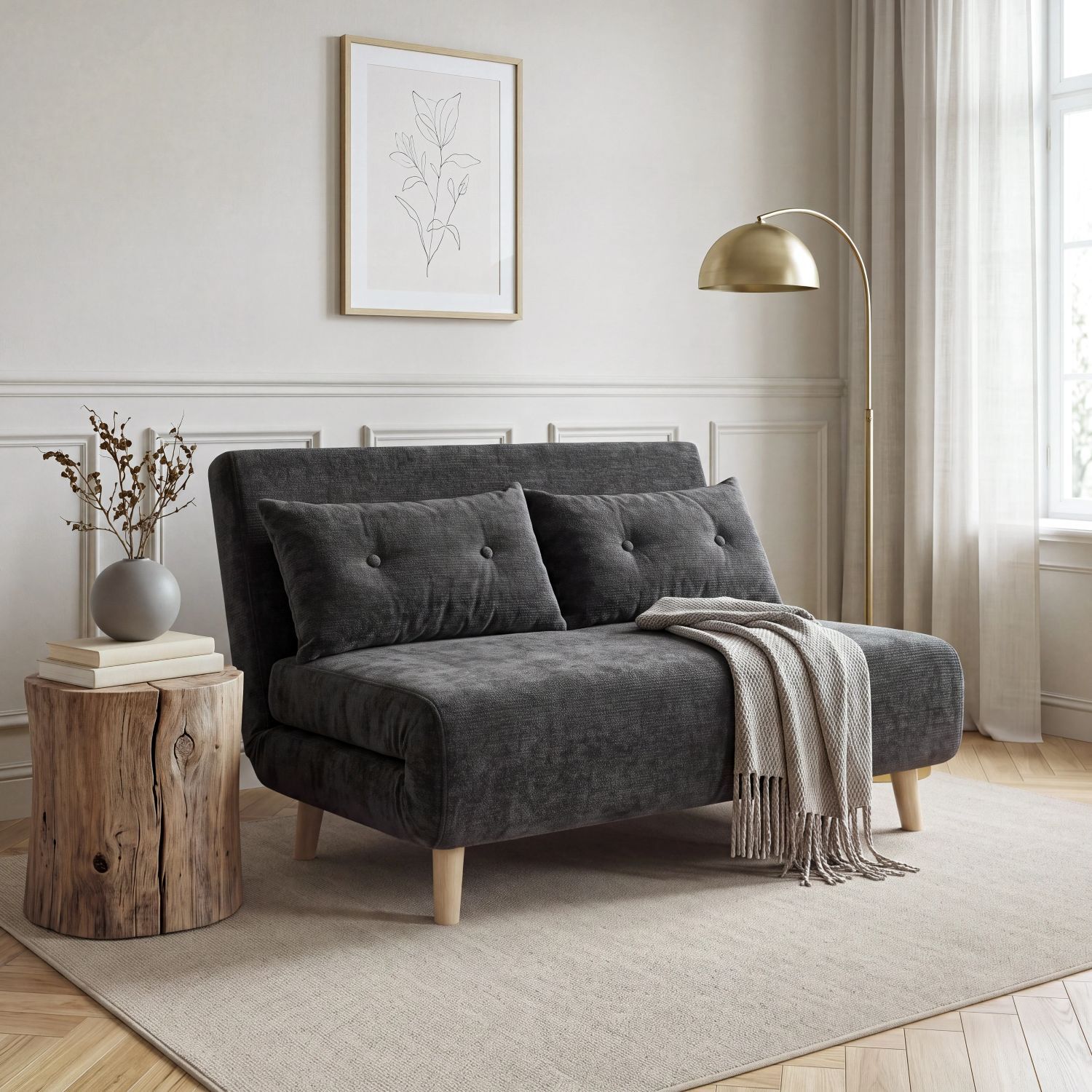 - AuroraSmall Double Sofa Bed In Premium Fabric2 Seater - Image 2