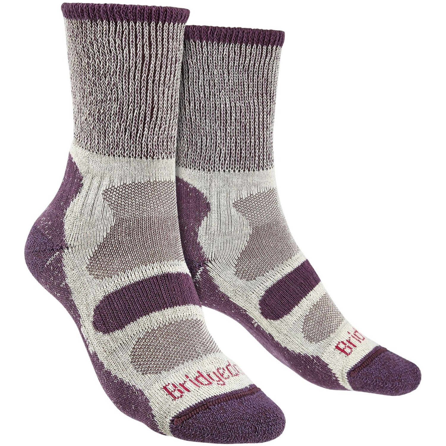 Bridgedale Women's Purple Hiking Lightweight Cotton Cool Cushioned Boot Socks In | Size: 5-6 - Image 2