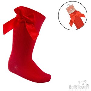 Red Adorable Knee Socks w Satin Bow