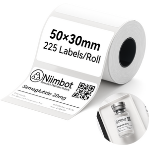 M Range 50x30mm White PET Thermal Transfer Label Roll 225 Labels