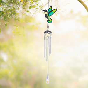 Betley Butterfly Stained Glass Effect Hummingbird Wind Chime