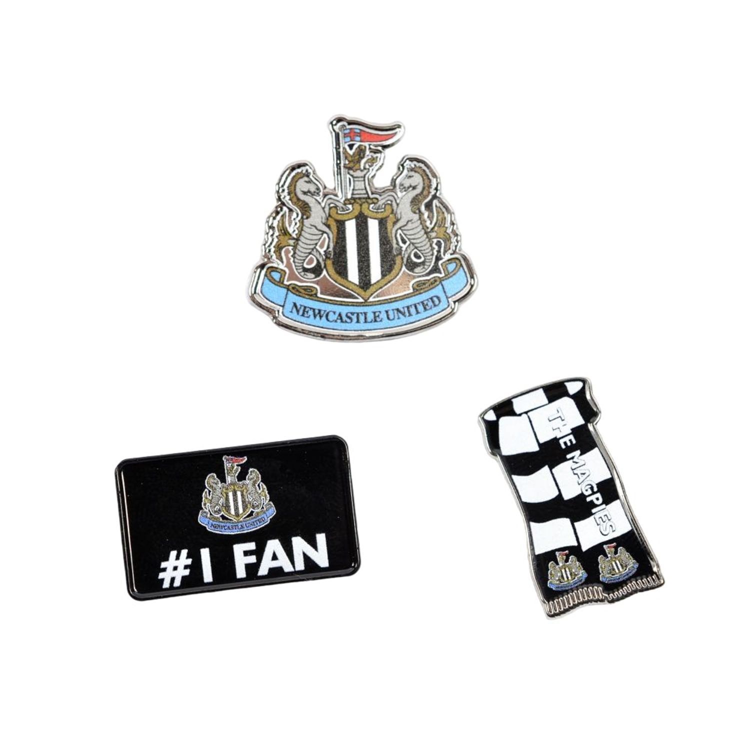 Newcastle United Fc Badge Set (Pack Of 3) B - Black/White/Blue/Gold