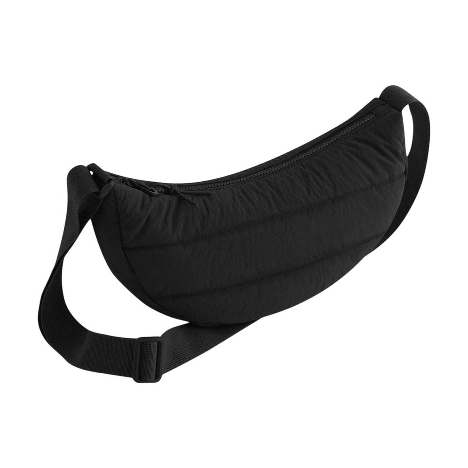 Bagbase Plain Quilted Crossbody Bag A - Black