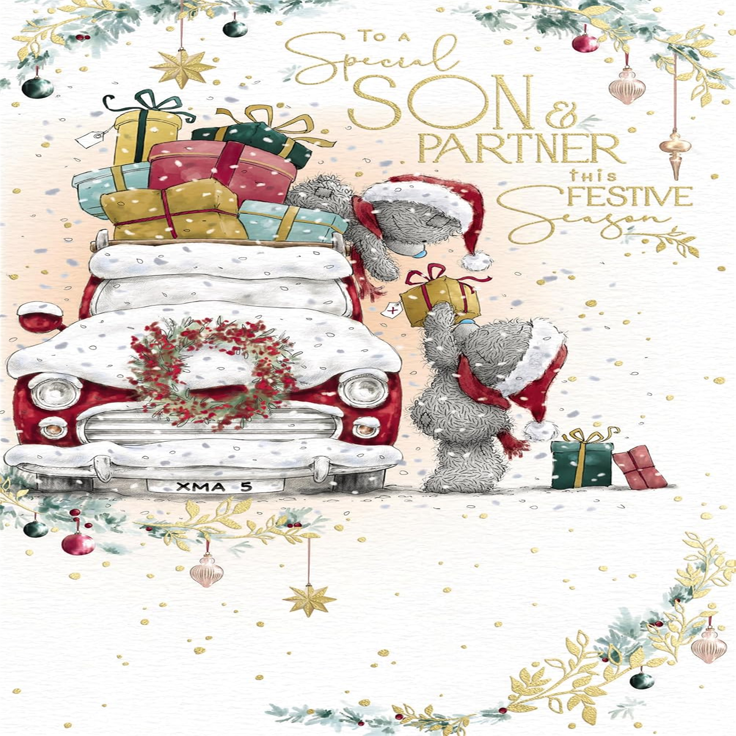 Bears Loading Car With Presents Special Son And Partner Christmas Card - Image 3