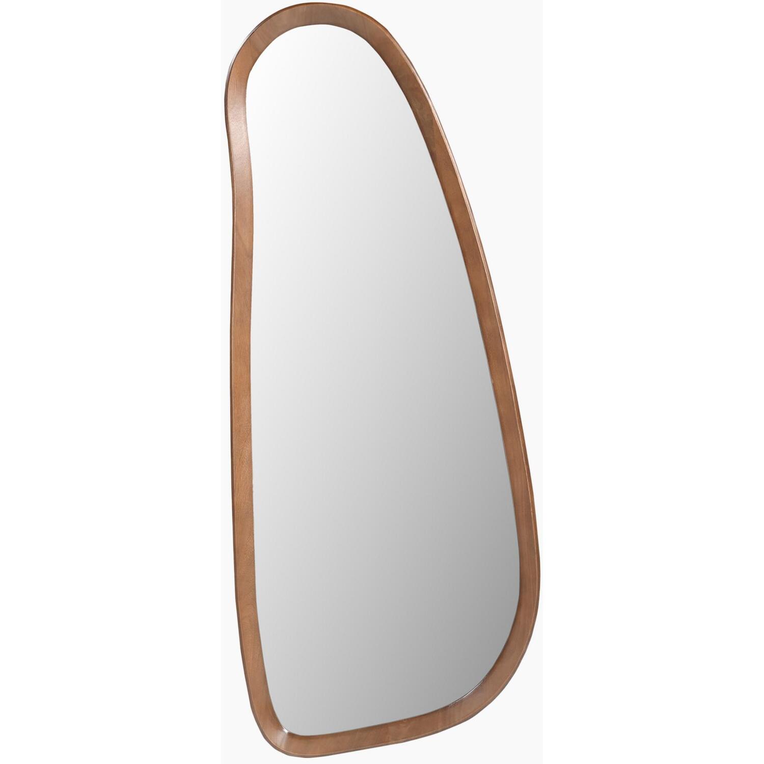 Furniturebox Uk Yomi Walnut Wood Large 120X50cm Pebble Wall Mirror - Walnut