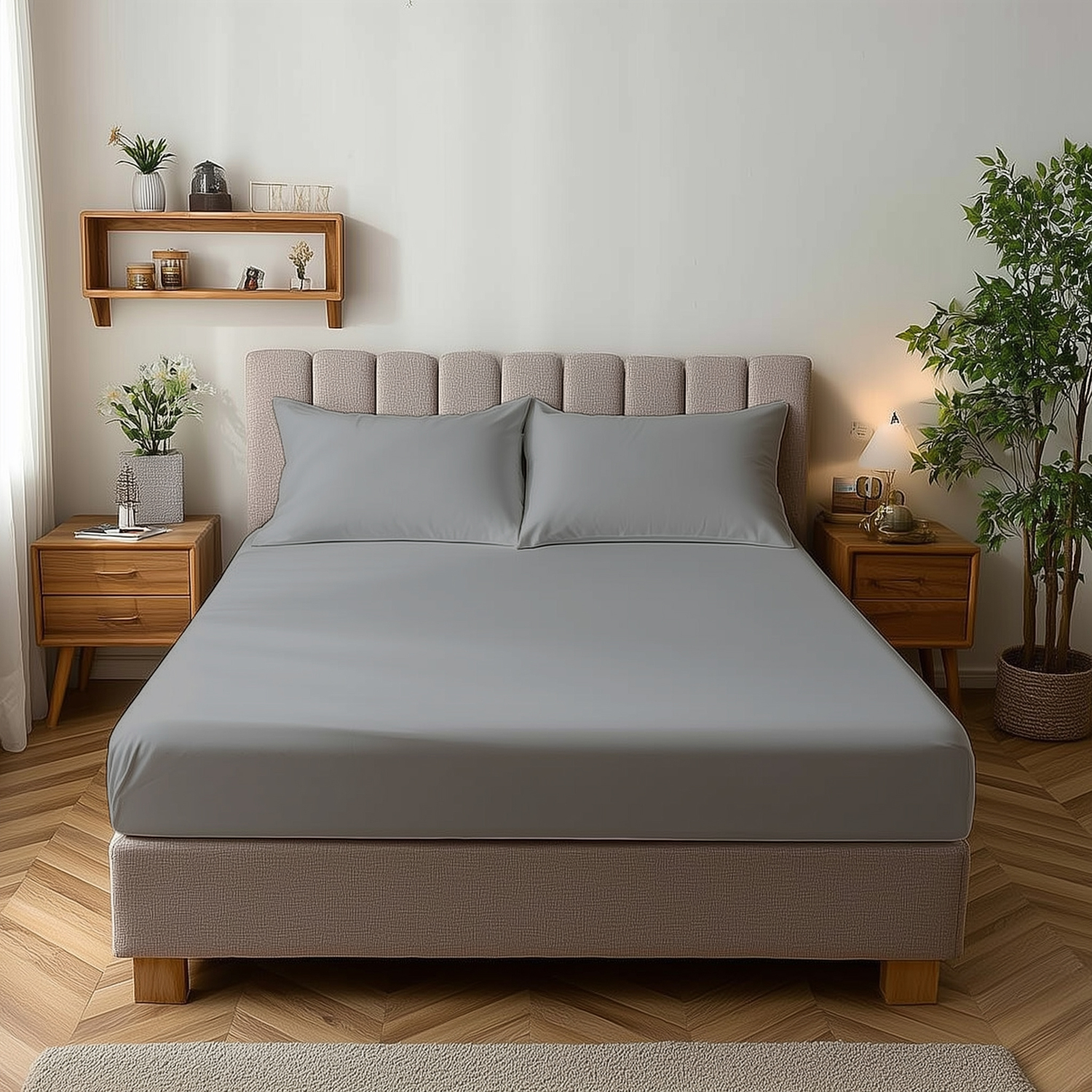Snug City Microfibre Soft Touch Fitted Sheet 25Cm Skirt Plain Dyed Bed Linen - Silver / Single