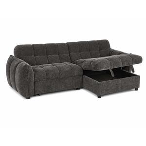 Fenton Grey Universal Corner Sofa Bed with Storage Chaise Chenille