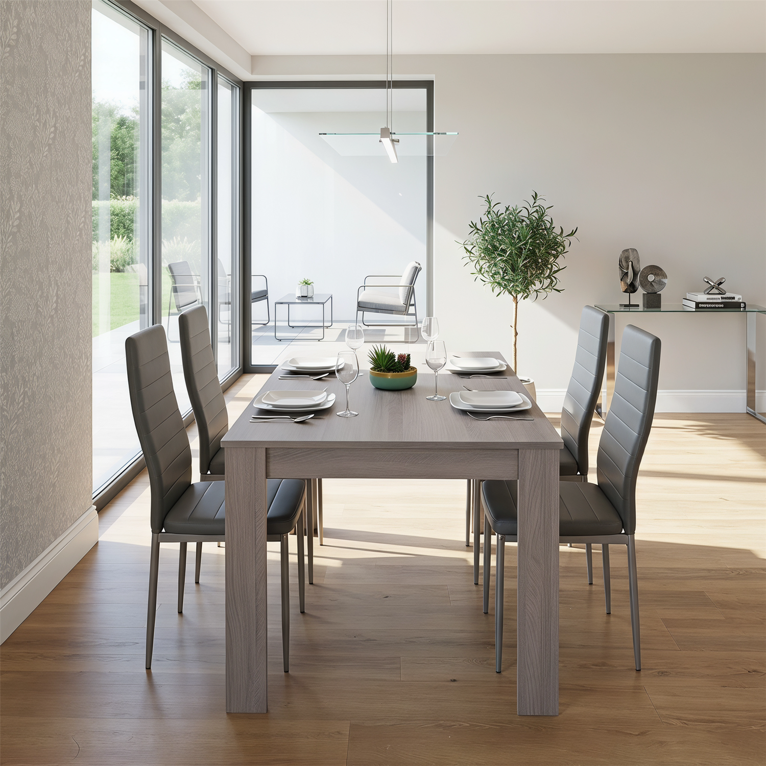 Kosy Koala Grey Dining Table Set With 4 Chairs Dining Room And Kitchen Table Set Of 4 - Image 5