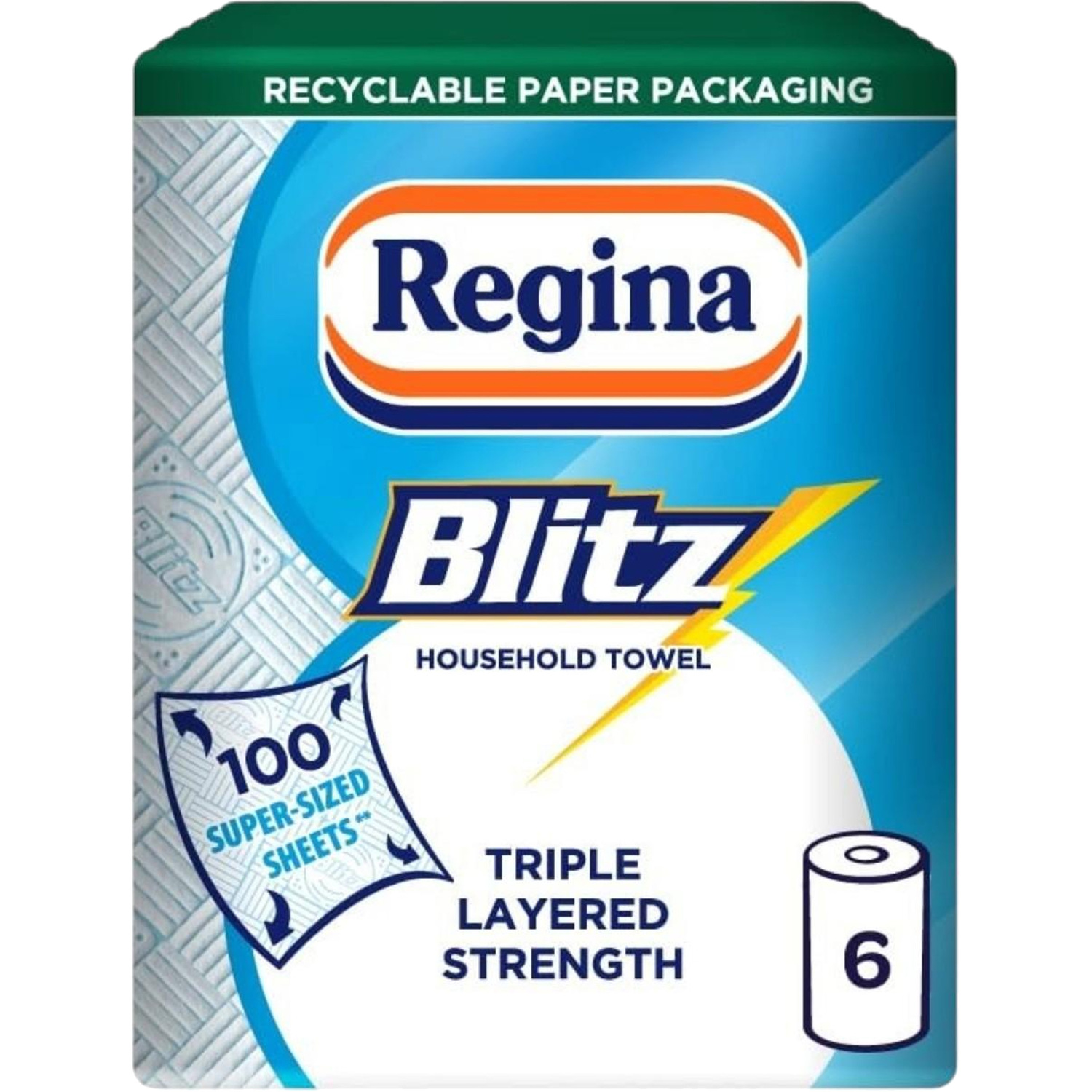 Regina Blitz 3 Ply Kitchen Roll Extra Large 6 Rolls Pack