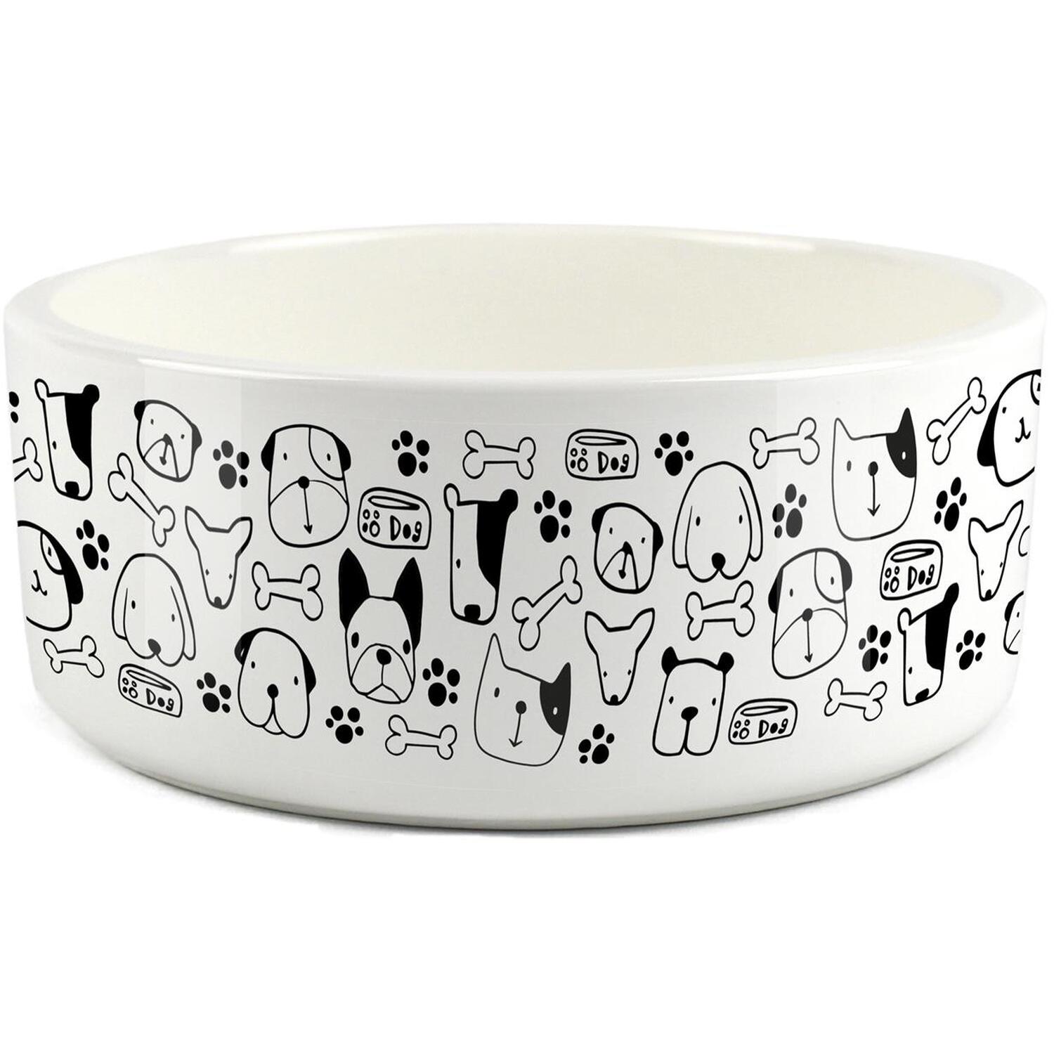 Happy Cartoon Dogs Pet Bowl - Large Ceramic Food/Water Dish Gift for Dogs - Image 2