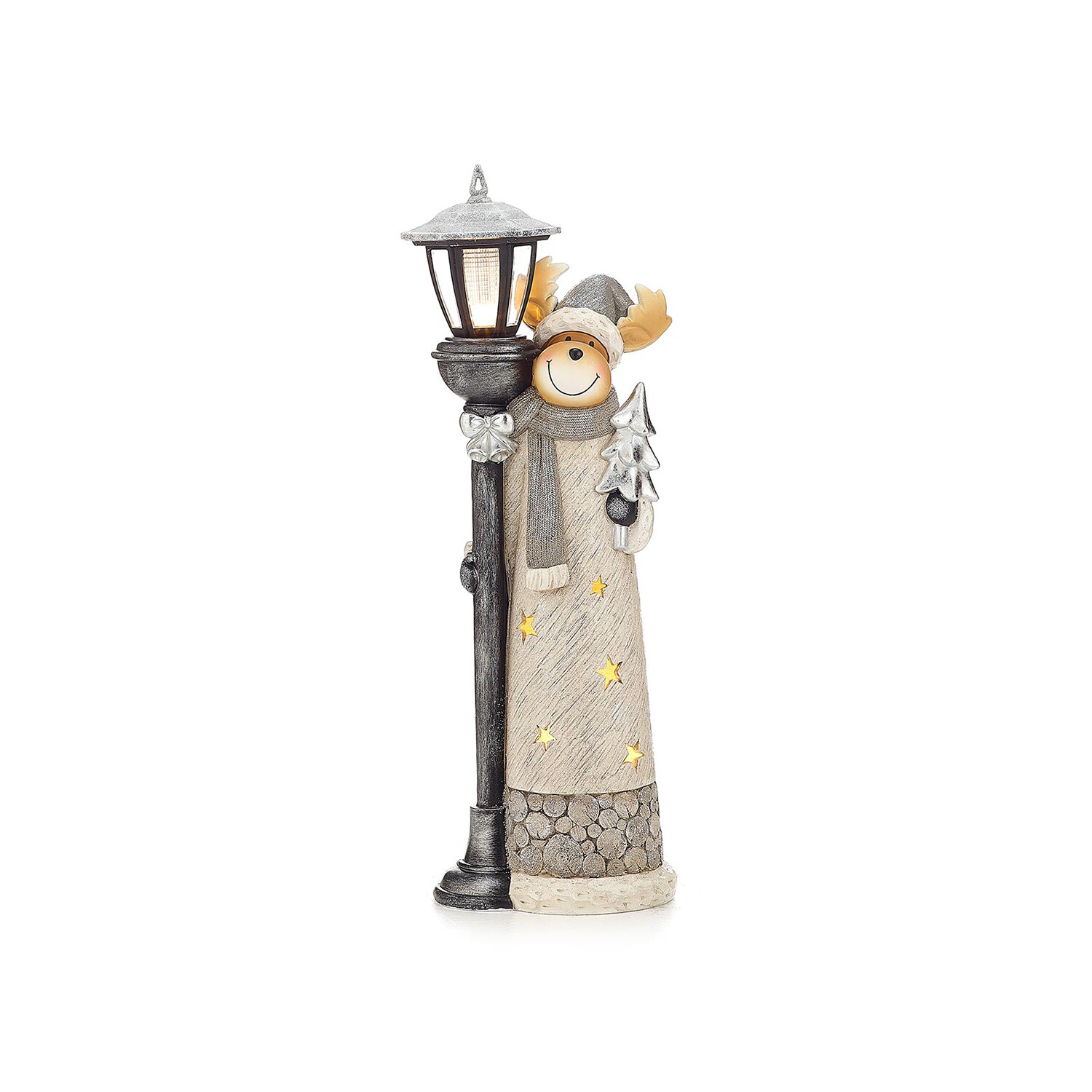 Image of Resin Wonder The Reindeer With LED Lamppost - 76cm