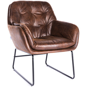 Brown PU Leather Armchair with Metal Legs shot 811758