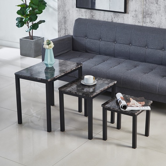 MDF Grey Marble Effect Emilia Nest of 3 Table Set