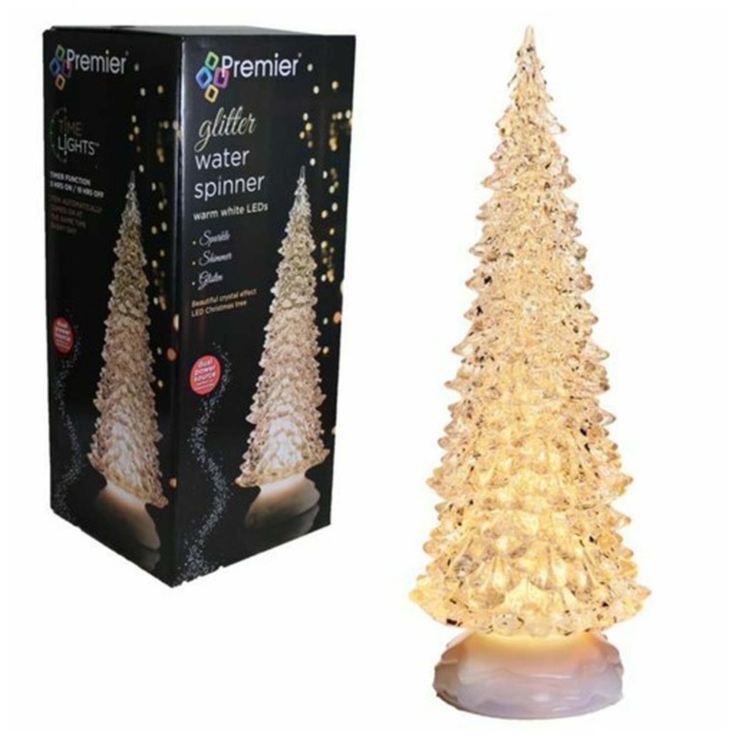 Warm White Tree Water Spinner - Clear