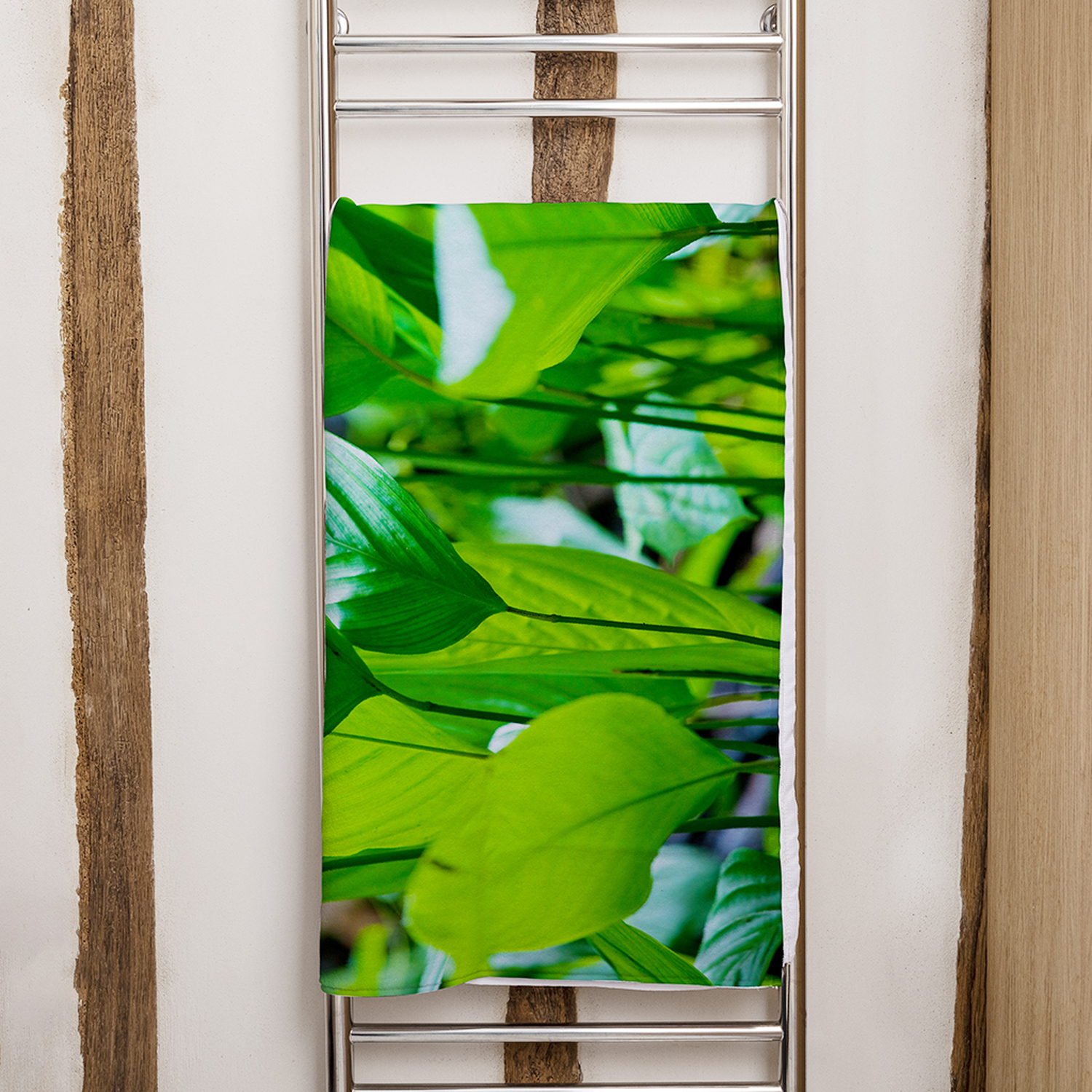 Green Leaf Background Abstract Of Nature Bath Towel - Green