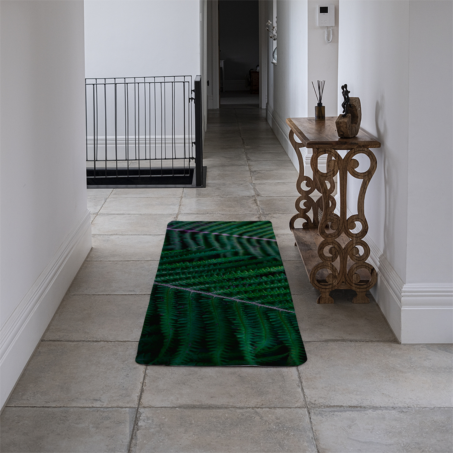 Green leaves, abstract flora texture Designer Runner Rug - Green