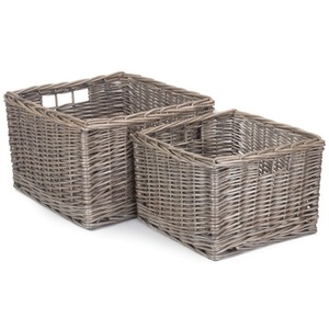 Square Antique Wash Unlined Storage Basket