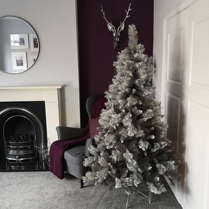 6ft Premier Snow Fir Grey PVC Christmas Tree with 587 Cashmere Tips