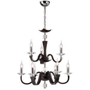 Nardini Ceiling Pendant Chandelier 2 Tier Chrome Brown Faux Leather, Crystal