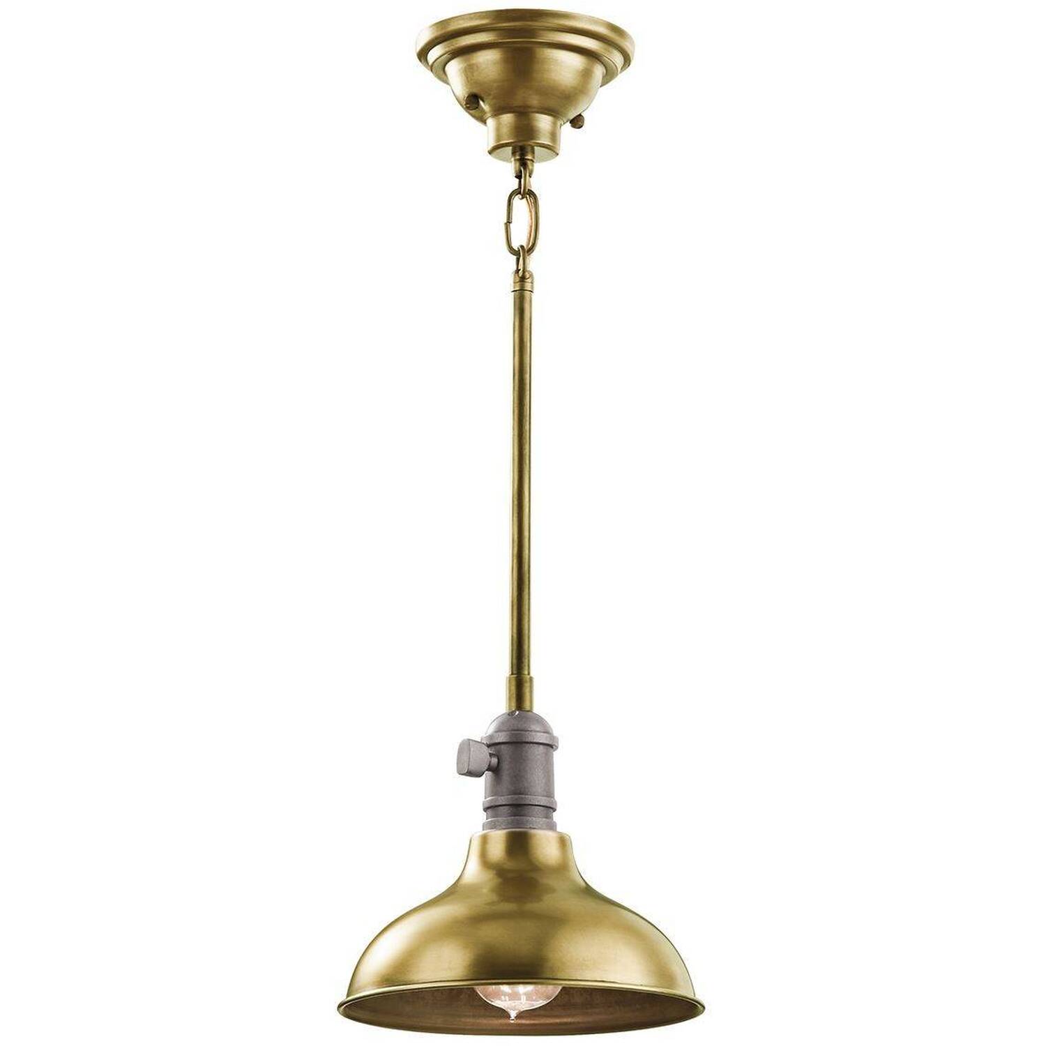 Cobson 1 Light Dome Ceiling Mini Pendant Brass, E27 - Brass