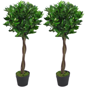Twisted Stem Artificial Topiary Bay Laurel Ball Trees