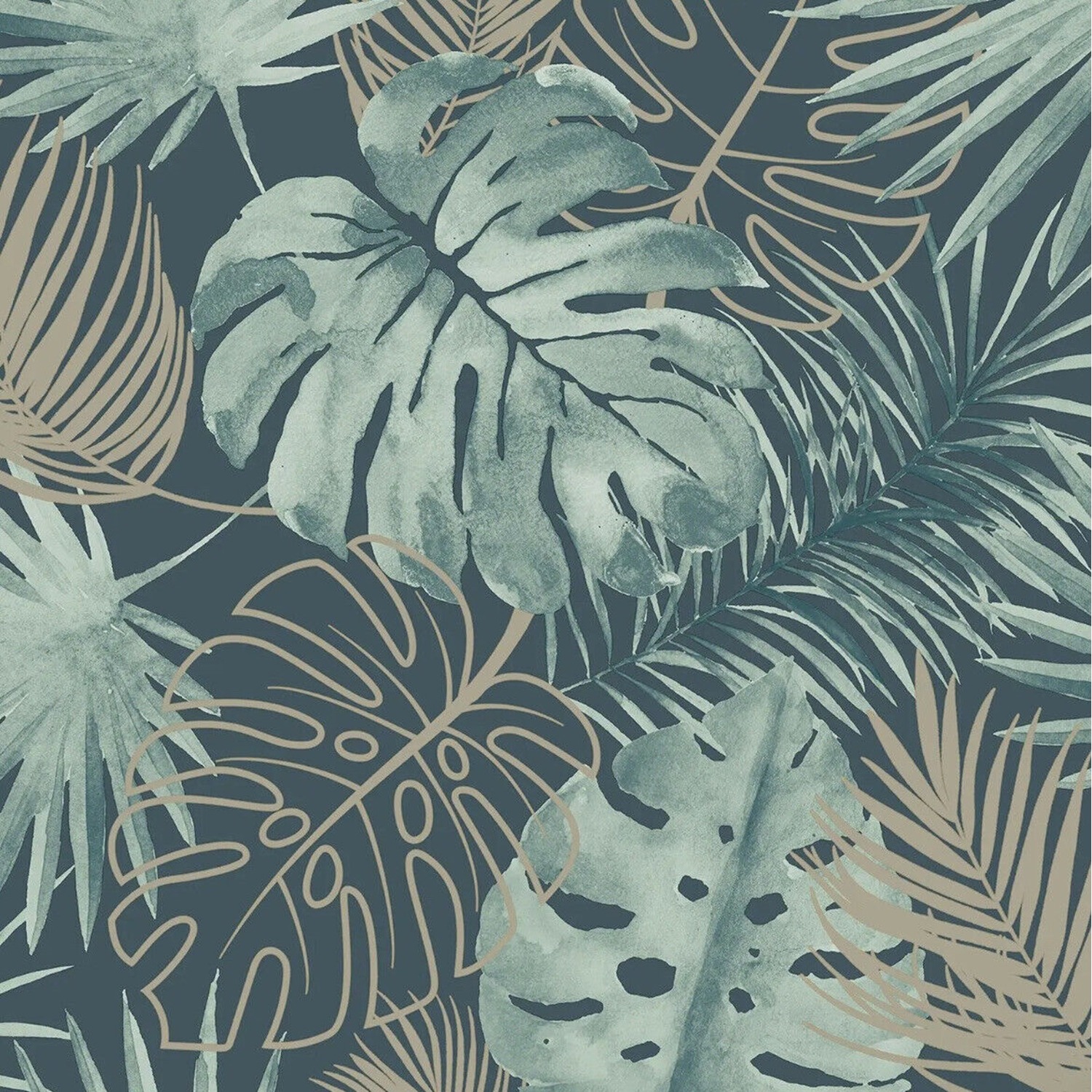 Debona Laguna Tropical Wallpaper Vinyl Green Gold Glitter Palm Tree Leaf Jungle Leaves Feature Wall 10m Roll 6370 - Image 4