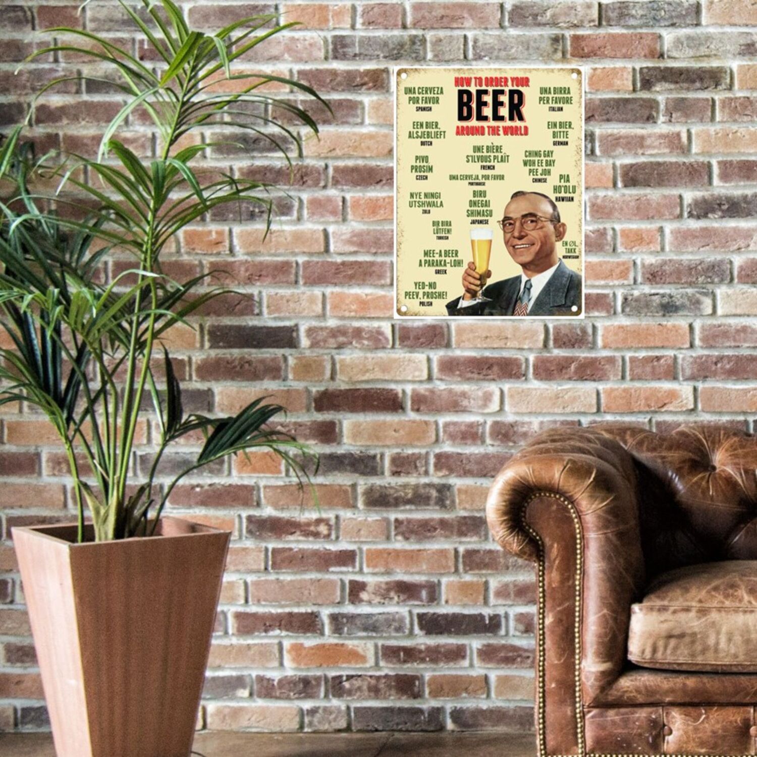 Inspire Home Dcor - Large Metal Sign Beer How to Order your Beer - Mutli Colour thumbnail