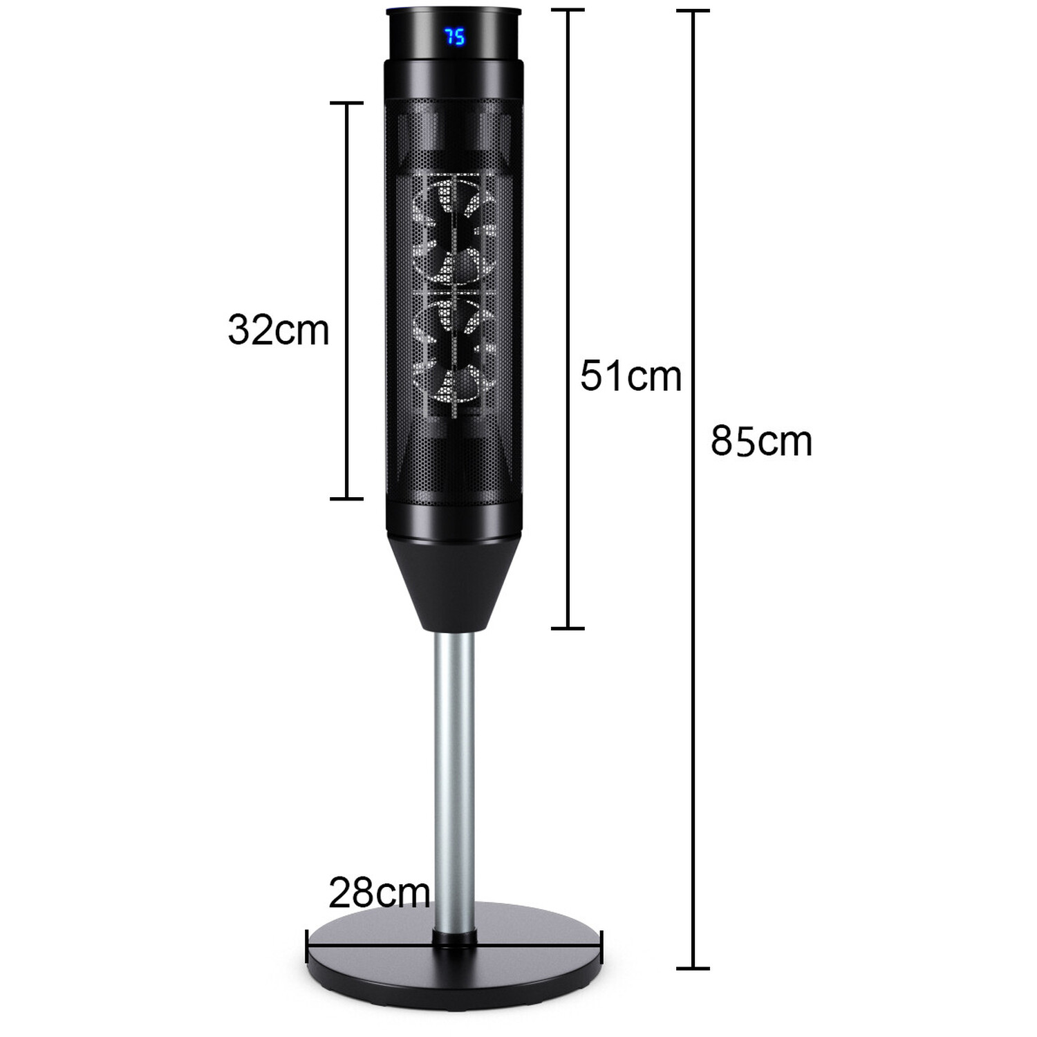 Costway 2000W Oscillating Tower Heater-Black