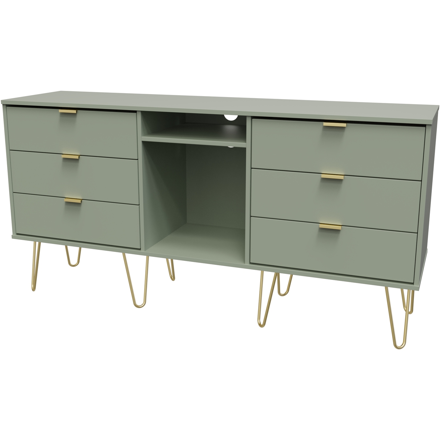 Hong Kong 6 Drawer Tv Unit - Reed Green 75cm