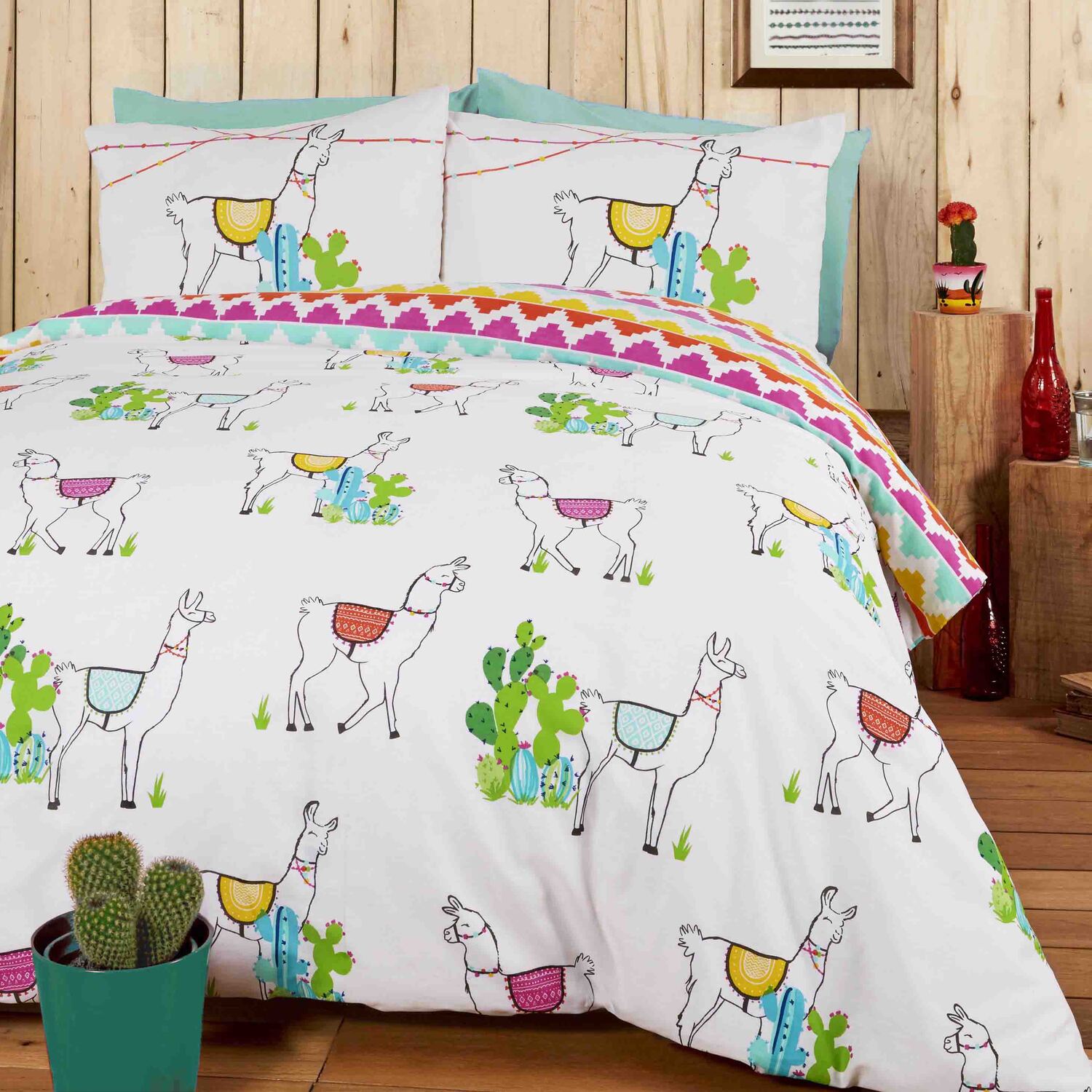 Happy Llamas Duvet Set - Multi Double