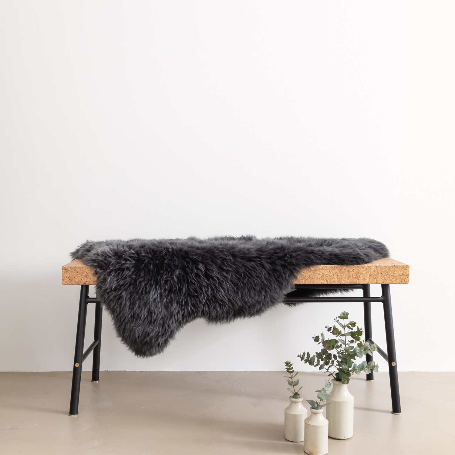 Ethically Crafted Sheepskin Runner Rug - Black thumbnail
