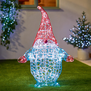 Soft Acrylic Chrismas Gonk Gnome Twinkling White LEDs Outdoor Garden Figure 90cm