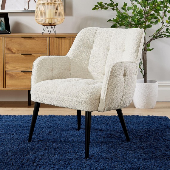 Home Source Luxe Teddy Fur Occasional Armchair - Cream