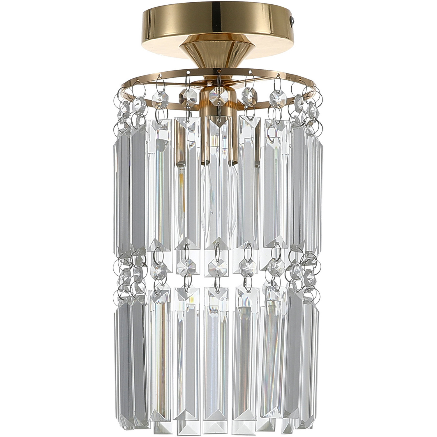 Crystal Mount Metal Ceiling Light - Gold