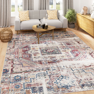 Burgundy Distressed Area Rug
